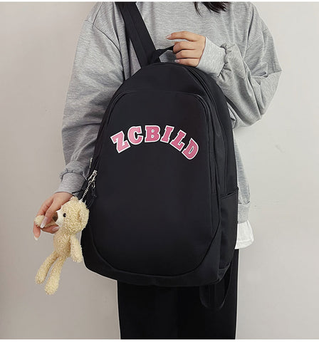 Beyprern Cute Women's Nylon Backpack For Girls Preppy Style School Bag Large Capacity Travel Rucksack Ladies Anti Theft Canvas Mochila