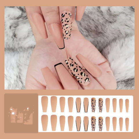 Christmas gifts 24Pcs Butterfly Print Fake Nails With Glue Long Coffin Nail Art Tips Artifical False Nails With Rhinestones Press On Nails