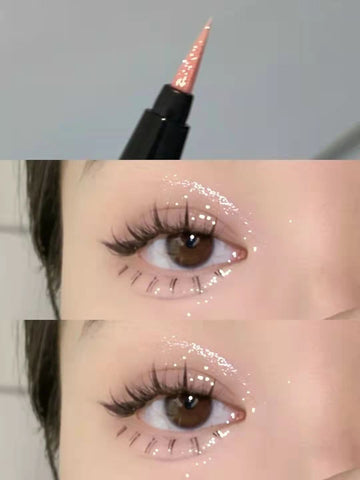 Beyprern Diamond Glitter Eye Liner Pencil Eye Makeup Highlighter Waterproof Pearl White Brighten Silkworm Shadow Liquid Eyeliner Pen