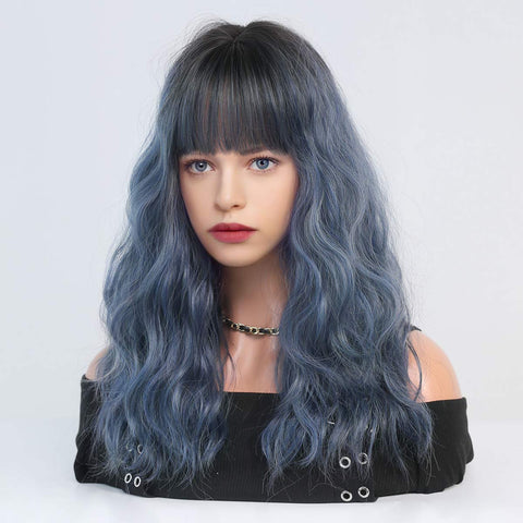 Cyber Monday Big Sales Halloween Cosplay Wig With Bang Synthetic Wigs For Women Heat Resistant Natural Hair Long Straight Ombre Wine Red Wigs