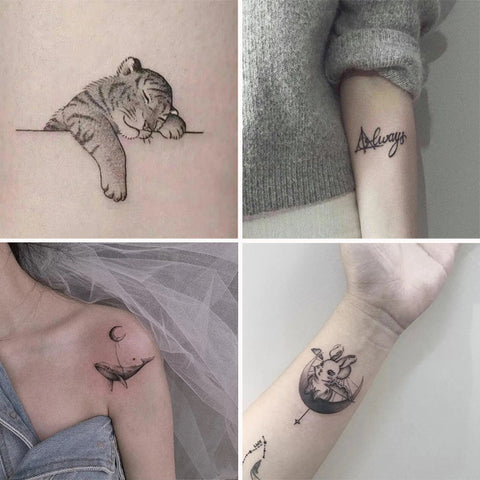 Beyprern 10/20Pcs Temporary Tattoos Tiger Moon Whale Tattoo Stickers Couples Students Personality Fake Tattoos Women Tattoos Waterproof