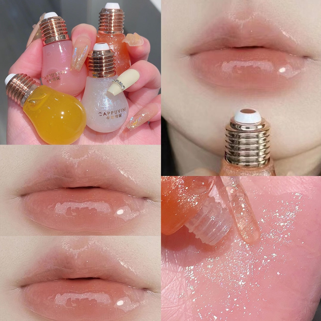 Beyprern Lip Plumping Liquid Lip Gloss Pearl Light Shining Moisturizing Glitter Lipstick Makeup Shimmer Pink Mineral Lip Oil Clear Tint