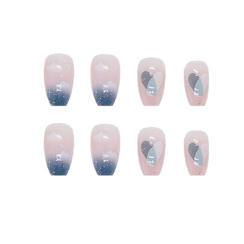 Easter  Press On Nails  Bulk Blue Fake Nail Sweet Style Long Paragraph Manicure Save Time False Nail Jelly Press On Nails