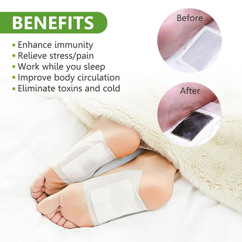 Beyprern 10/20Pcs Foot Detox Patches Relieve Stress Help Sleeping Body Toxins Deep Cleansing Foot Care Bamboo Vinegar Herbal Detox Pad