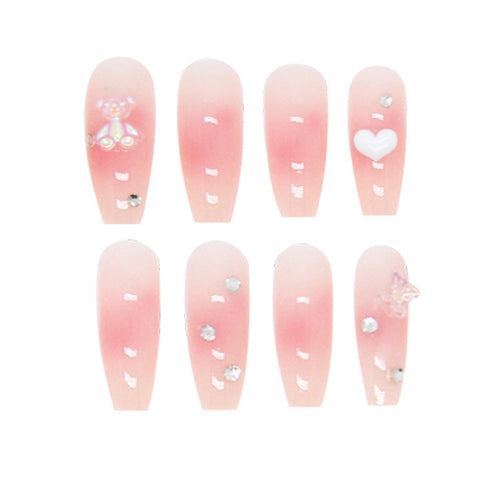 Easter  24PCS Summer Fake Nail Stick On Cute Design Sweet Style Wiht Nail Adhesive Glue Full Coverage Nails Salon Decor Free Shipping