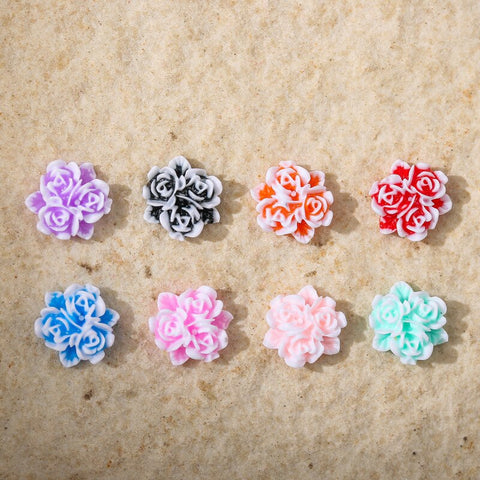 Beyprern 50Pcs New Nail Art Accessories 3D Painted Lotus Rose Chinese Style Sun Flower For Nail Decorations DIY Colorful Manicure Charms