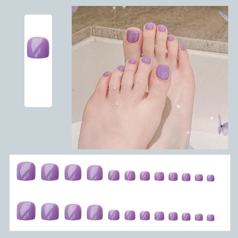 Beyprern Press On Toenails 24Pcs Glossy Nail For Foot Full Cover Toe Nail Acrylic Set For Girl Wearable False Toenail 2022 Free Shipping