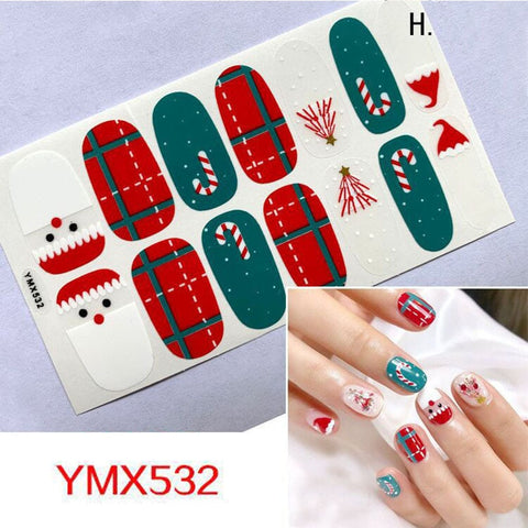 Christmas gifts Christmas Nail Art Wraps  Full Cover Cartoon Decals Self Adhesive Santa Claus Snowflate Decor Stickers For Manicure