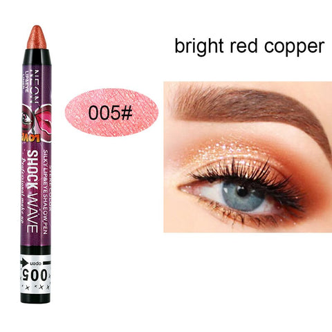 Beyprern Pearlescent Eyeshadow Pen 12 Colors Lasting Waterproof Not Blooming Shiny Glitter Silkworm Gel Pen Eye Shadow Pencil Cosmetic
