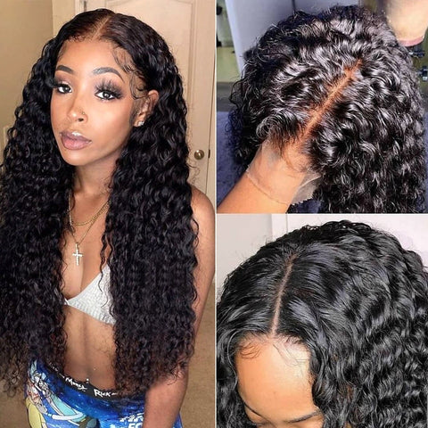 Beyprern 30 Inch Deep Wave Frontal Wig Wet And Wavy Deep Curly Lace Front Human Hair Wigs 13X4 Deep Wave Closure Wig HD Lace Frontal Wig