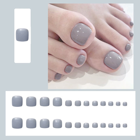 Beyprern Press On Toenails 24Pcs Glossy Nail For Foot Full Cover Toe Nail Acrylic Set For Girl Wearable False Toenail 2022 Free Shipping
