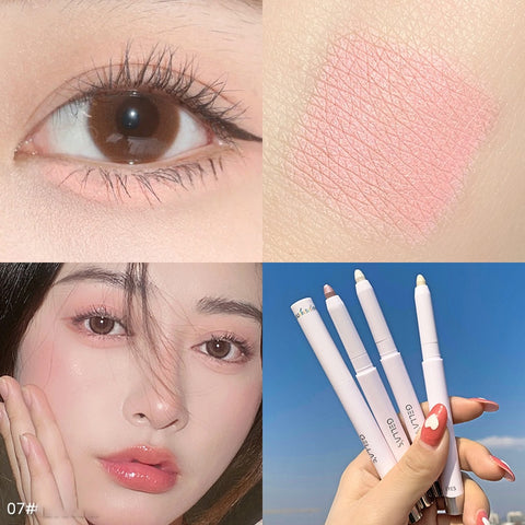 Beyprern Lying Silkworm Pen Glitter Matte Eyeshadow Eyeliner Pencil Diamond Highlighter Long Lasting White Pink Gold Face Makeup Tool