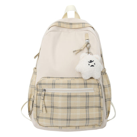 Back to school  Cute Girl Lattice Travel School Bag Fashion Lady Kawaii Book Backpack Trendy College Cool Female Plaid Backpack Women Laptop Bag