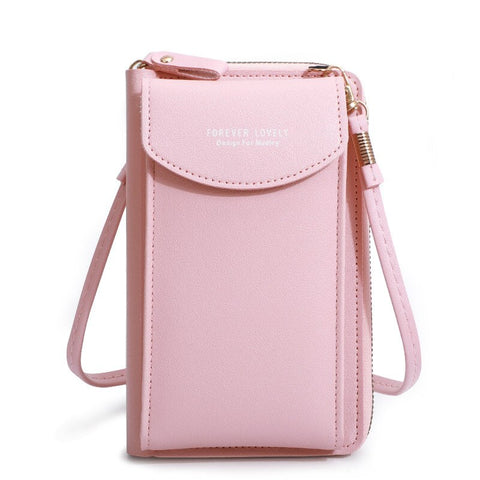 Beyprern Women Shoulder Strap Purses Solid Color Leather Summer Bag Short Travel Mobile Phone Bag Card Holders Storage Wallet Flap Pocket