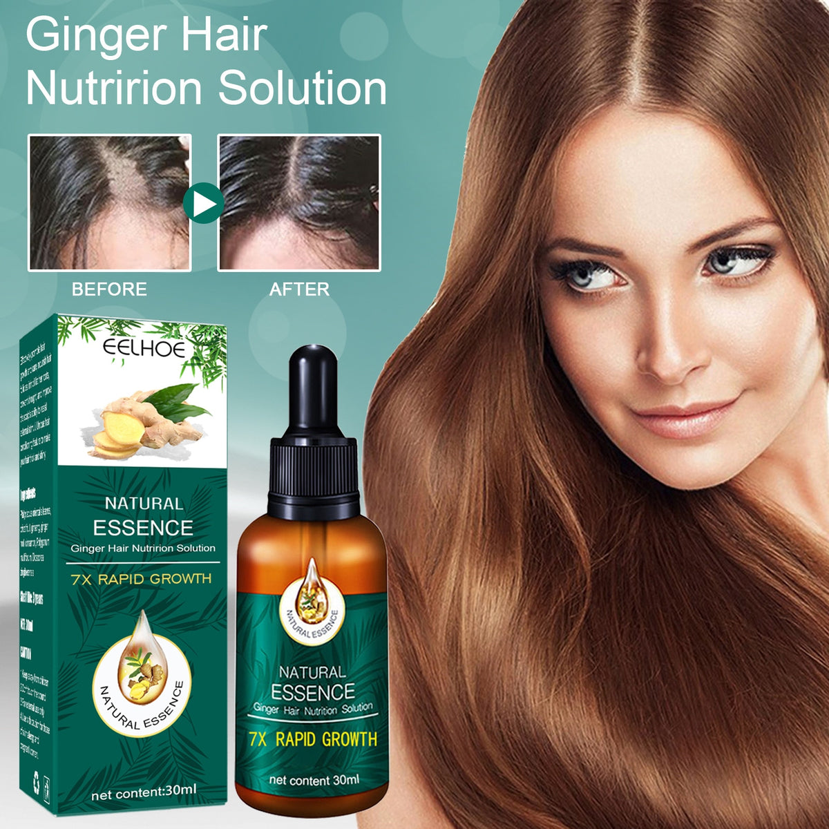 Beyprern Natural Ginger Hair Nutrition Essential Oil Anti Hair Loss Repair Essence Product Follicles Scalp Treatment Fast Hair Growth Oil