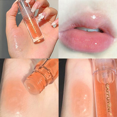Beyprern Transparent Crystal Jelly Lipgloss Shiny Clear Mirror Water Lip Oil Moisturizing Lip Balm Liquid Lipstick Fruit Taste Lip Tint