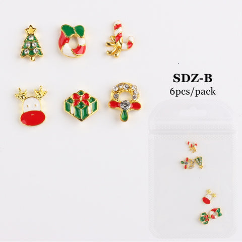 Christmas gifts Christmas Style Alloy Nail Art Jewelry Bags Of 10/Pack Red Santa Snowman Snowflake Christmas Alloy Jewelry Nail Patch DIY Art