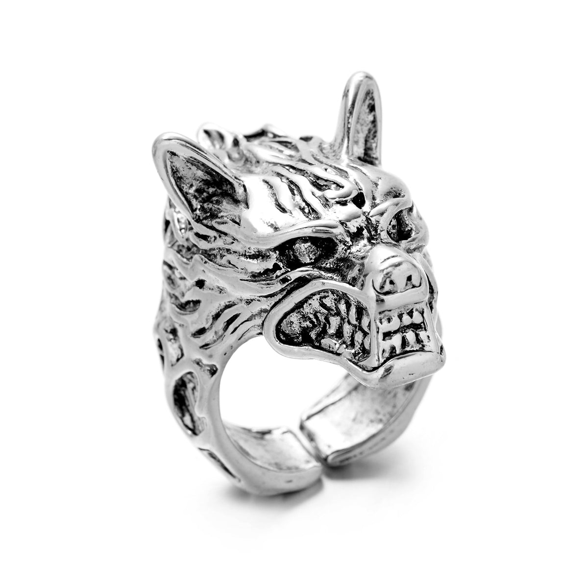 Vintage Silver Plated Adjustable Rings For Women Men Gothic Punk Wolf Angel Wing Starfish Open Finger Ring Party Jewelry Gift