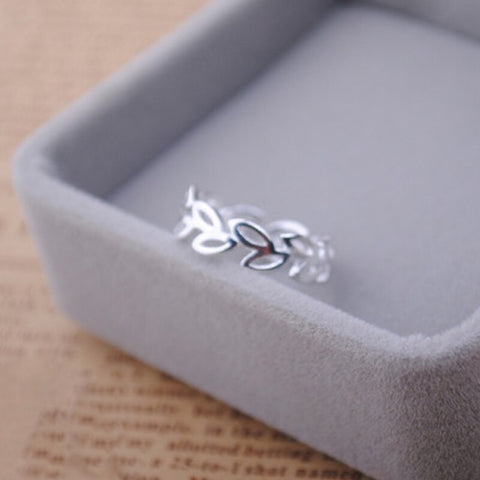 Exquisite Silver Color Feather Leaves Adjustable Ring Simple Fashion Dolphin Butterfly Ring For Women Girl Wedding Party Jewelry