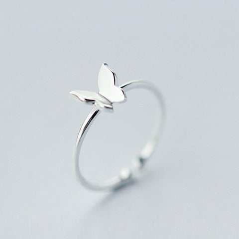 Exquisite Silver Color Feather Leaves Adjustable Ring Simple Fashion Dolphin Butterfly Ring For Women Girl Wedding Party Jewelry