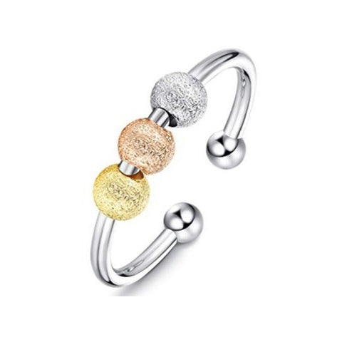 Double Layer Adjustable Rings Free Rotation Beads Anti-Stress Anxiety Decompression Finger Ring Women Men Handmade Jewelry