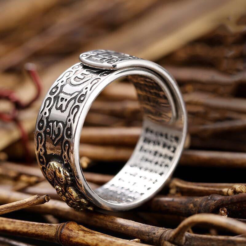 Retro Pixiu Amulet Wealth Lucky Rings For Women Men Feng Shui Buddhist Adjustable Finger Ring Unisex Birthday Charm Jewelry Gift