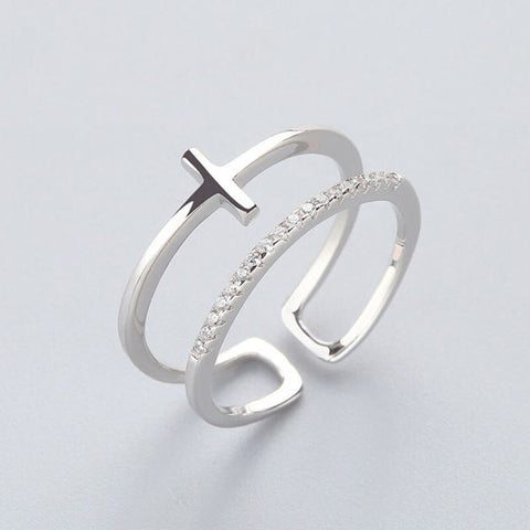 2022 New Korean Zircon Star Moon Tassel Rings For Women Silver Color Minimalist Leaves Feather Adjustable Finger Ring Jewelry