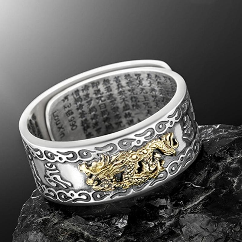 Retro Pixiu Amulet Wealth Lucky Rings For Women Men Feng Shui Buddhist Adjustable Finger Ring Unisex Birthday Charm Jewelry Gift
