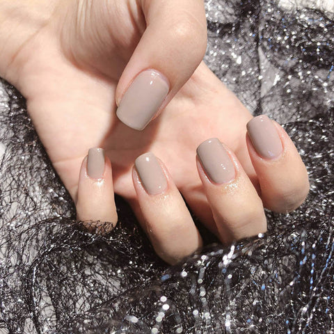 Beyprern 24pcs Wholesales Fake Nails For Women Light Color Solid Color Short Nail Tips Fingernail DIY Nail Art False Nails with Glue
