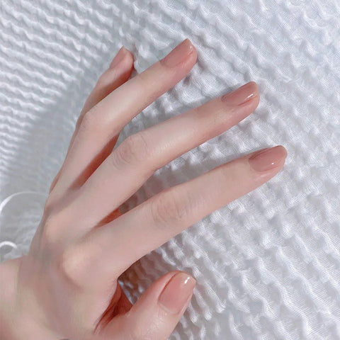 Beyprern 24pcs Wholesales Fake Nails For Women Light Color Solid Color Short Nail Tips Fingernail DIY Nail Art False Nails with Glue