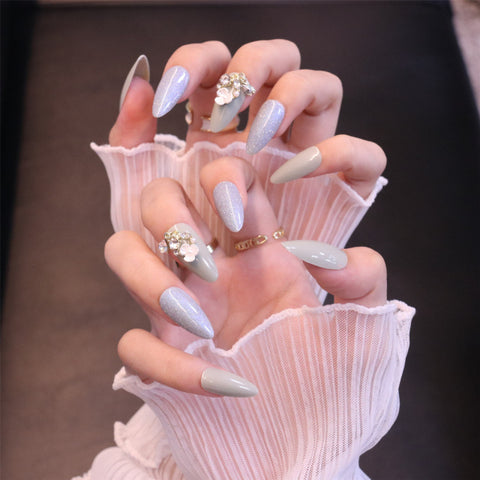 24PCS/box artificial nails with glue Gradients wear long paragraph fashion Manicure patch False nails press on for girls