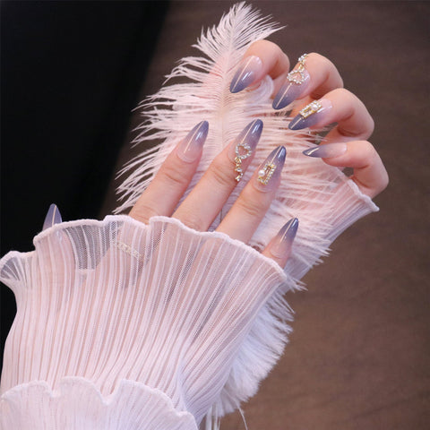 24PCS/box artificial nails with glue Gradients wear long paragraph fashion Manicure patch False nails press on for girls