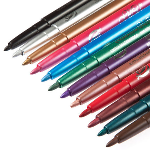Beyprern 12 Pcs/Set Mixed Colors Make Up Eyeliner Pencil Eyeshadow Eyebrow Beauty Pen Kit Waterproof Cosmetics Eyes Makeup Tools