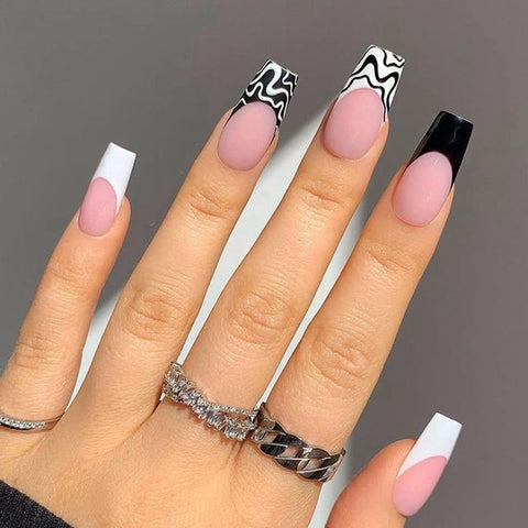 Extra Long Coffin Ballerina False Nails Fake Nails With Designs Press On Nails Manicure Tool Nail Accessory Full Cover Nail Tips
