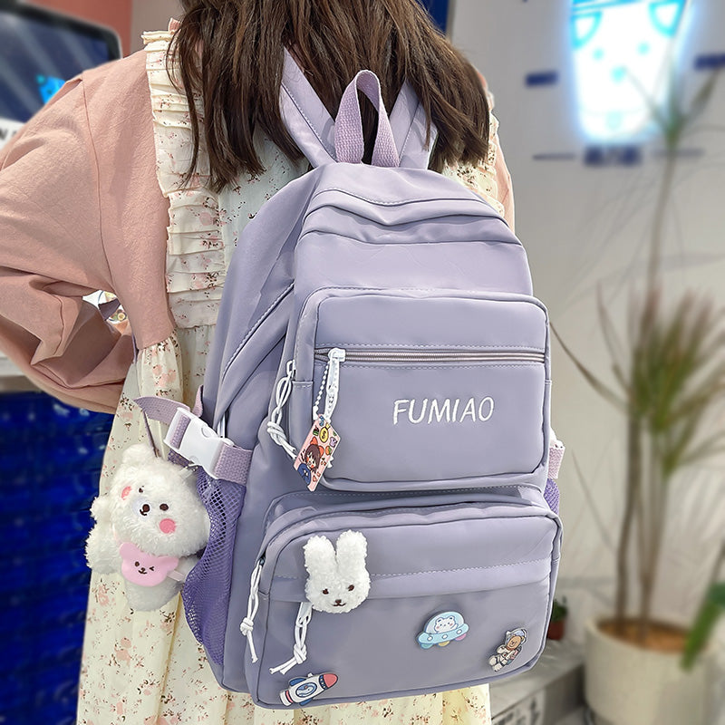 Kawaii Lady Badge Student Backpack Girl Nylon Travel School Bag Trendy Female College Backpack Fashion Women Laptop Book Bag New