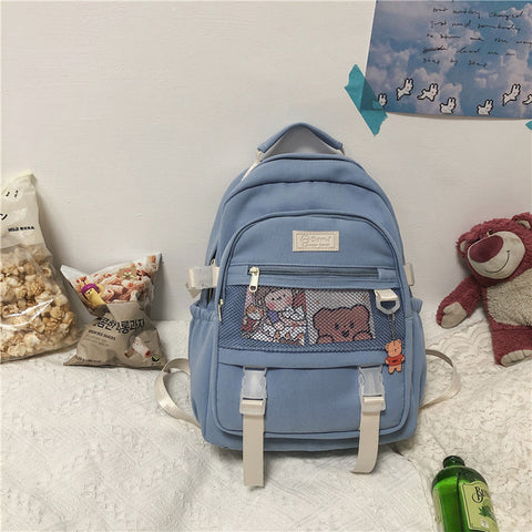 High Quality Nylon Women Backpack Female Multi-pocket Mesh Travel Bag Cool College Bookbag for Kawaii Girl Schoolbag New