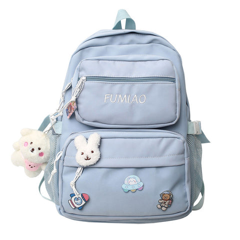 Cute Girl Travel Badge Pin Backpack Book Trendy Women School Bag Lady Kawaii College Backpack Fashion Female Laptop Student Bags