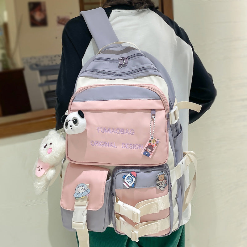 New Girl Nylon Travel School Bag Kawaii Lady Badge Student Backpack Trendy Female College Backpack Fashion Women Laptop Book Bag