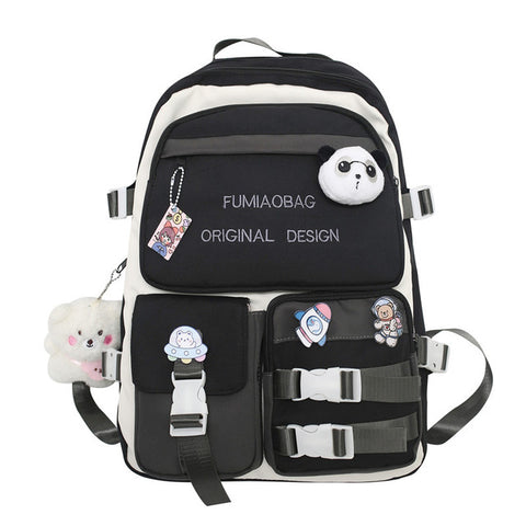 New Girl Nylon Travel School Bag Kawaii Lady Badge Student Backpack Trendy Female College Backpack Fashion Women Laptop Book Bag