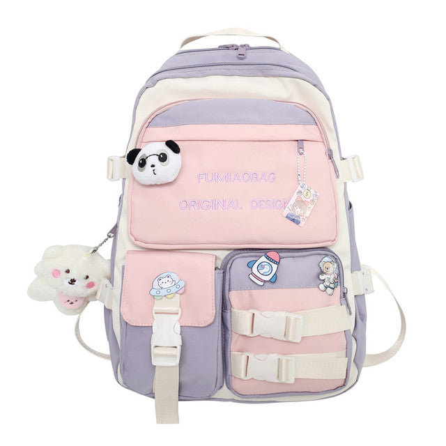 Trendy Lady Kawaii College Backpack Fashion Female Badge Pin Laptop Student Bags Cute Girl Travel Backpack Book Women School Bag