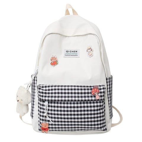 Fashion Women Cute School Bag New Trendy Female College Plaid Backpack Lady Lattice Laptop Backpack Book Girl Travel Student Bag