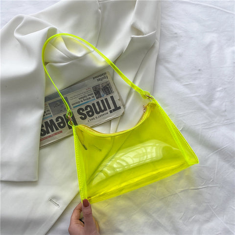 Summer New Fashion Women&#39;S Handbag Small Fresh Jelly Bag Solid Color Transparent Women&#39;S Armpit Bag Single Shoulder Bag