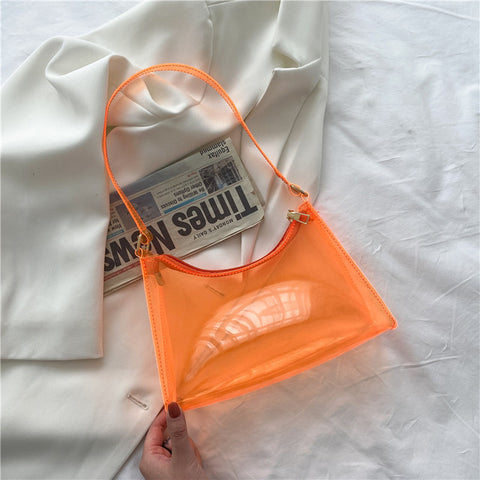 Summer New Fashion Women&#39;S Handbag Small Fresh Jelly Bag Solid Color Transparent Women&#39;S Armpit Bag Single Shoulder Bag