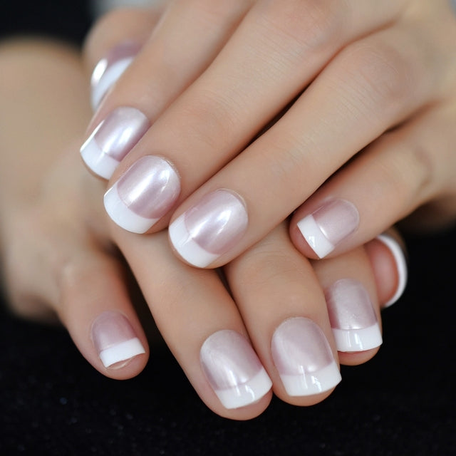 Beige Gradient French Manicure Tips Gorgeous and Classy Natural Fake Nails Faded Nails Designed